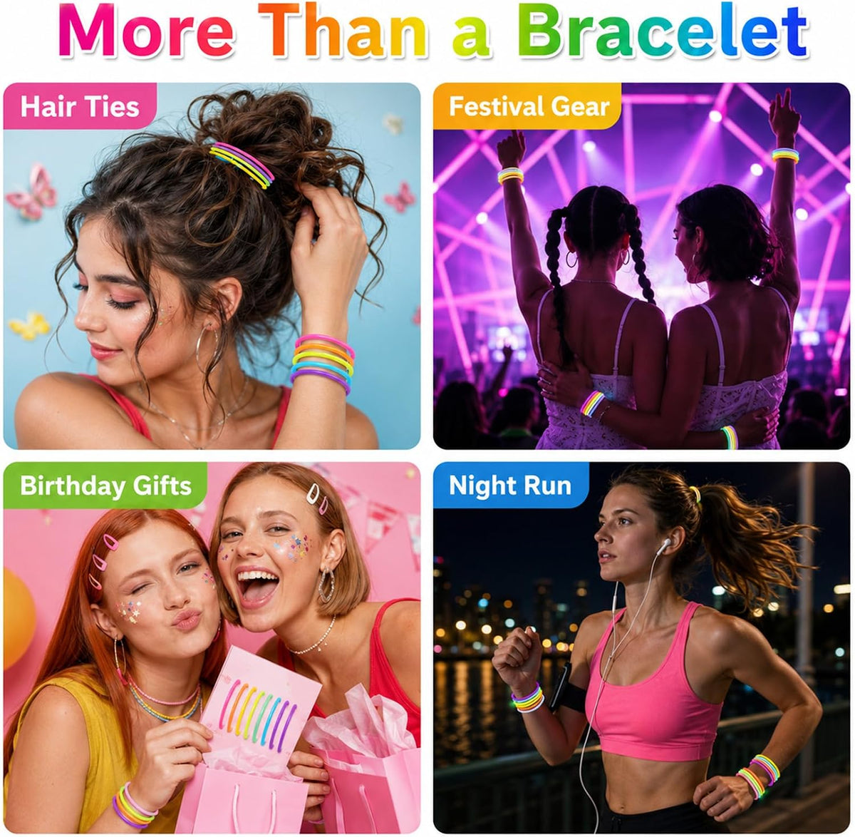 60-Piece Glow Jelly Bracelet Set