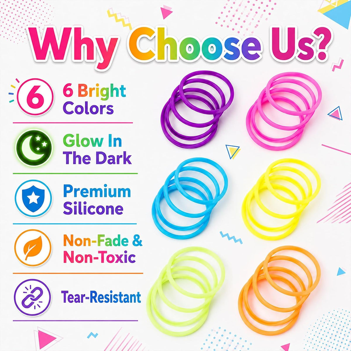 60-Piece Glow Jelly Bracelet Set