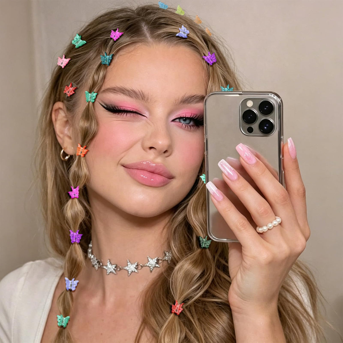Butterfly Hair Clips — 50 Piece Y2K Set