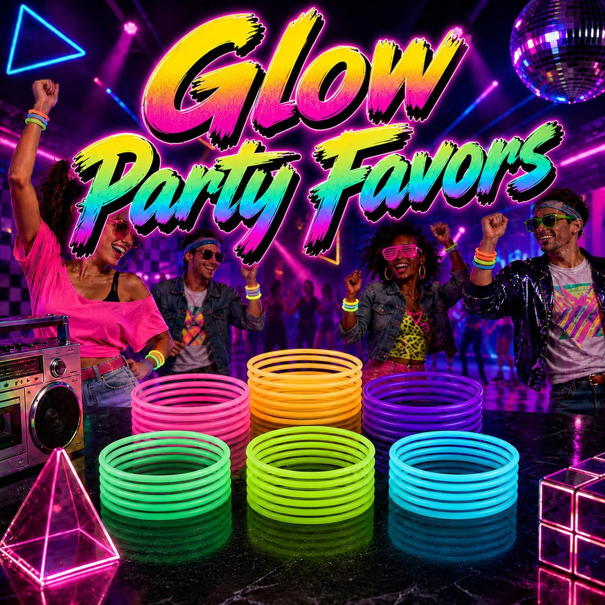 60-Piece Glow Jelly Bracelet Set