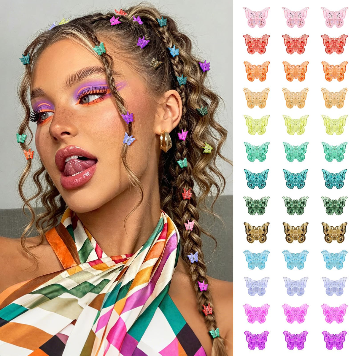 Butterfly Hair Clips — 50 Piece Y2K Set