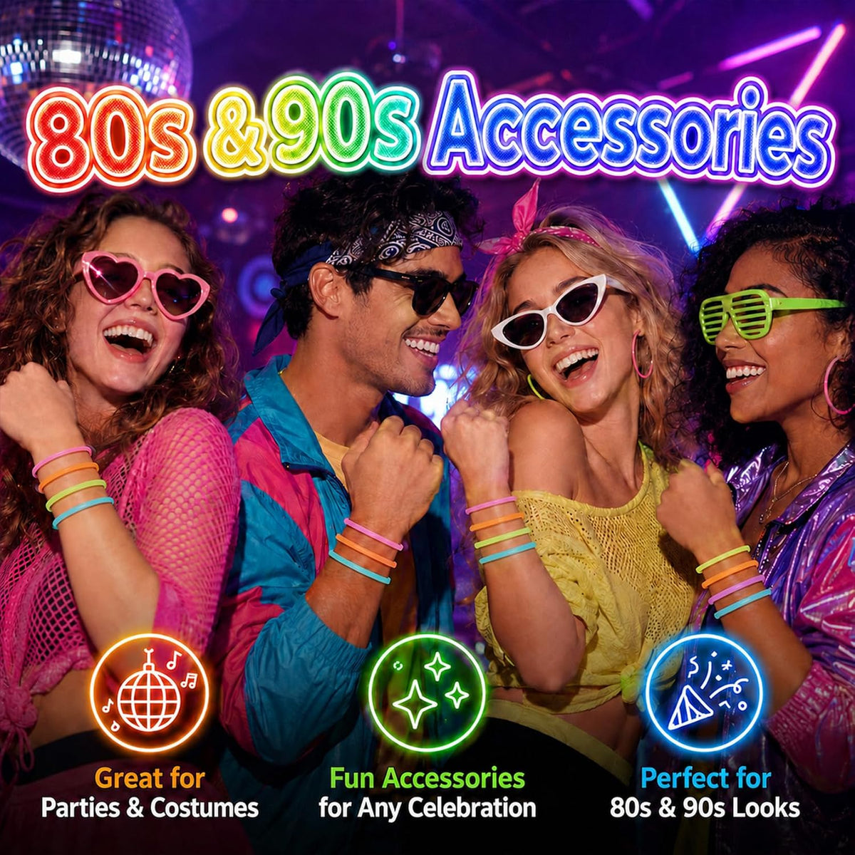 60-Piece Glow Jelly Bracelet Set